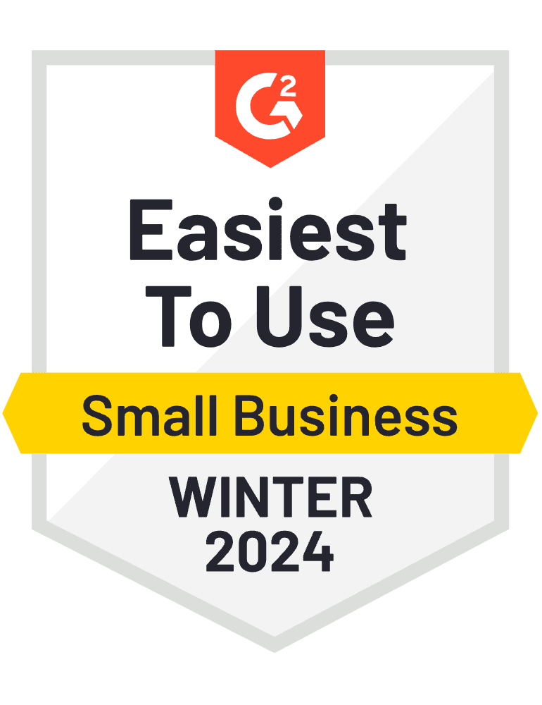 G2 Badge Easiest to use small business Winter 2024
