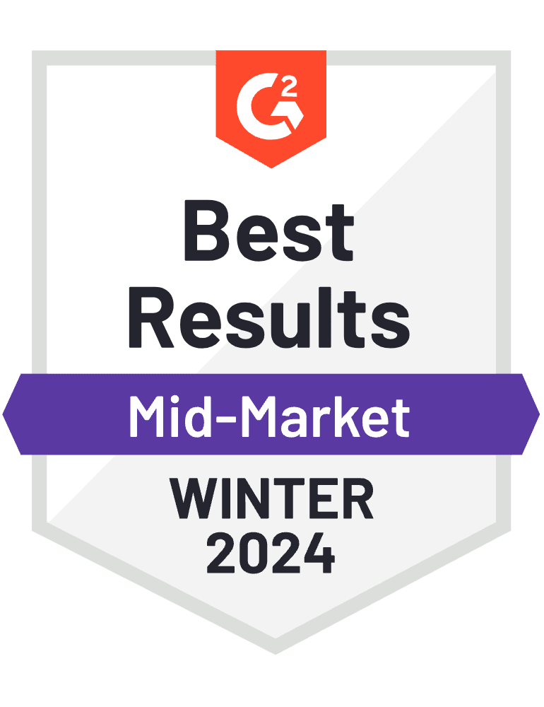 G2 Badge Best Results Mid-Market Winter 2024