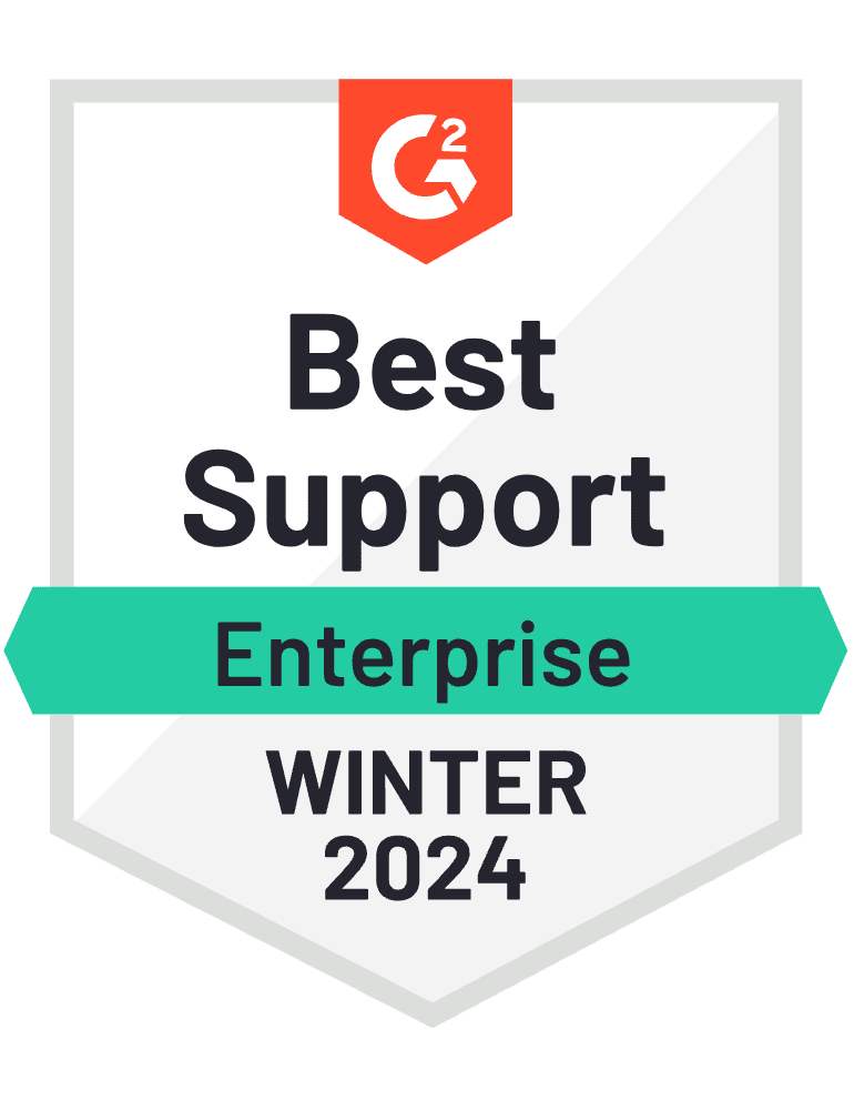 G2 Badge Best Support Enterprise Winter 2024
